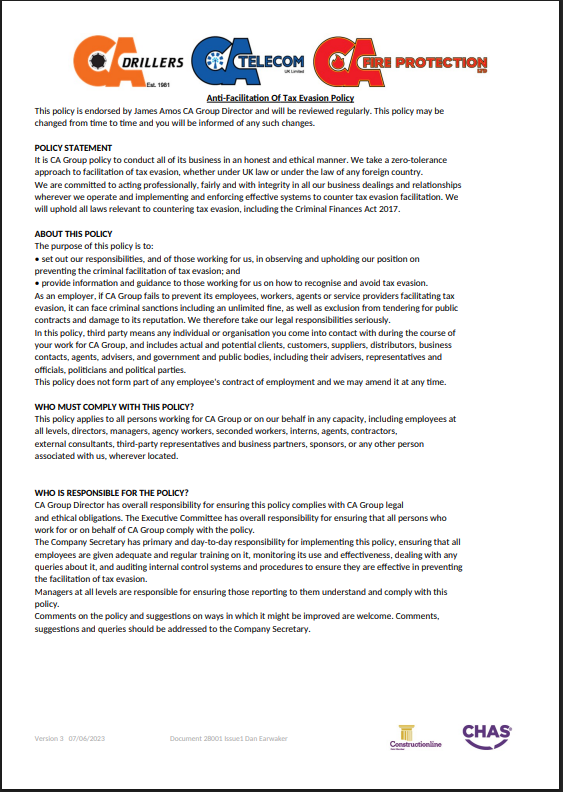 Anti Facilitation Of Tax Evasion Policy 2026 V3