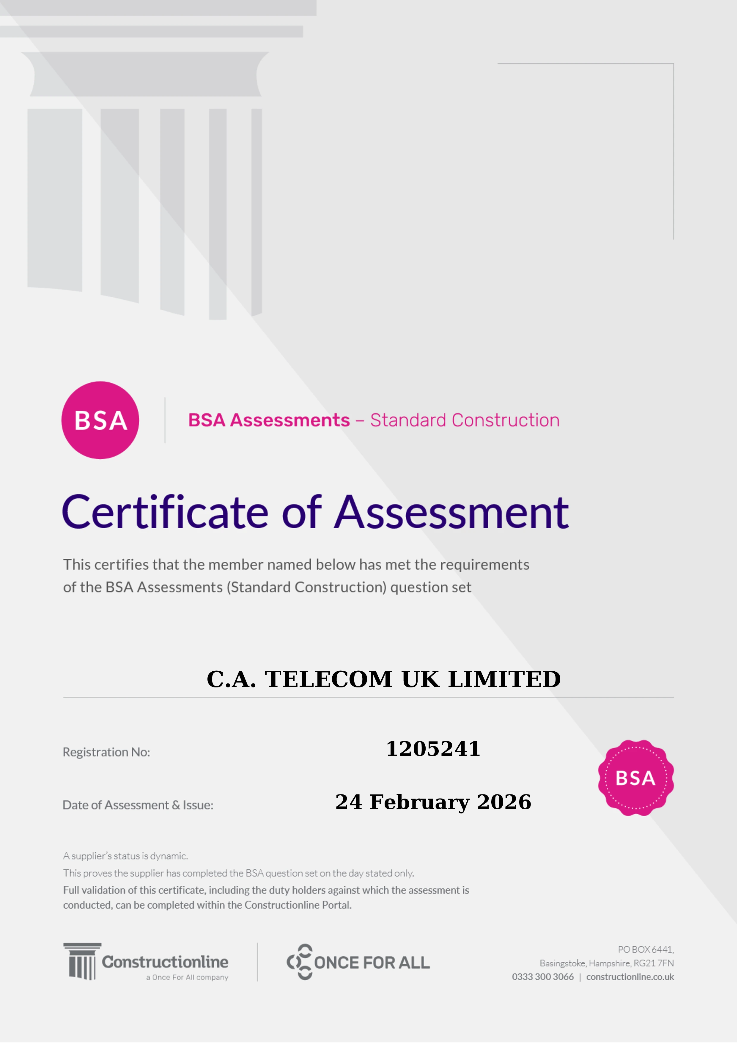 CAT Building_Safety_Act_-_Standard_Construction 2026